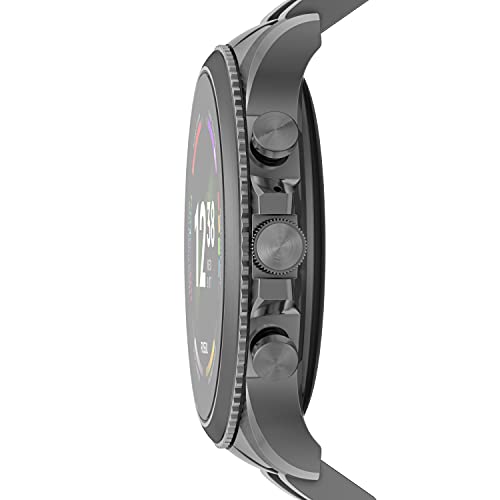 Fossil Men's Gen 6 44mm Stainless Steel Touchscreen Smart Watch, Color: Smoke (Model: FTW4059V)
