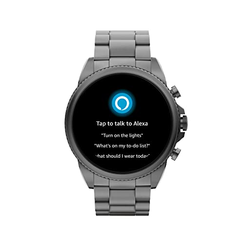 Fossil Men's Gen 6 44mm Stainless Steel Touchscreen Smart Watch, Color: Smoke (Model: FTW4059V)