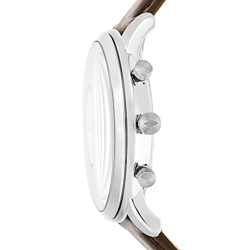 Fossil Men's Neutra Quartz Stainless Steel and Leather Chronograph Watch, Color: Silver, Brown (Model: FS5380)