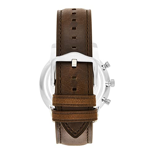 Fossil Men's Neutra Quartz Stainless Steel and Leather Chronograph Watch, Color: Silver, Brown (Model: FS5380)