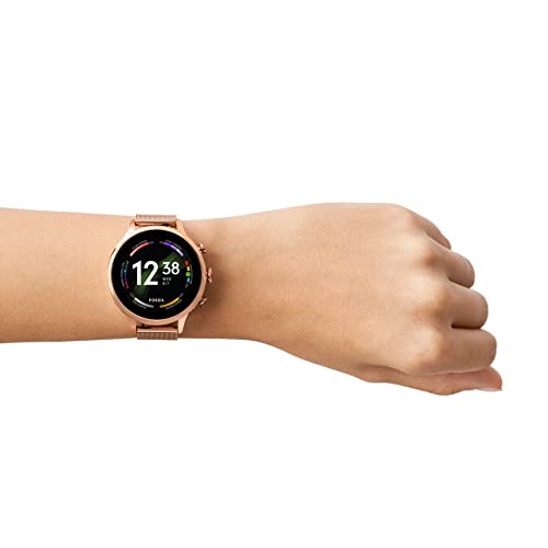 Fossil Women's Gen 6 42mm Stainless Steel Mesh Touchscreen Smart Watch, Color: Rose Gold (Model: FTW6082R)