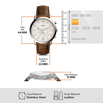Fossil Men's Neutra Quartz Stainless Steel and Leather Chronograph Watch, Color: Silver, Brown (Model: FS5380)